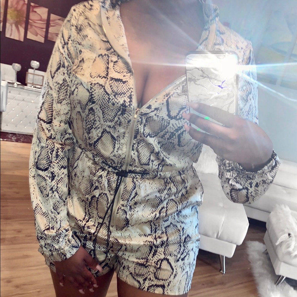 Satin Snake Print Romper